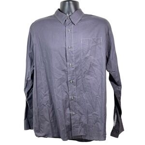 Wrangler Jeans Co Mens Large Gray Long Sleeve Button Down Cotton Shirt JLB1GWD